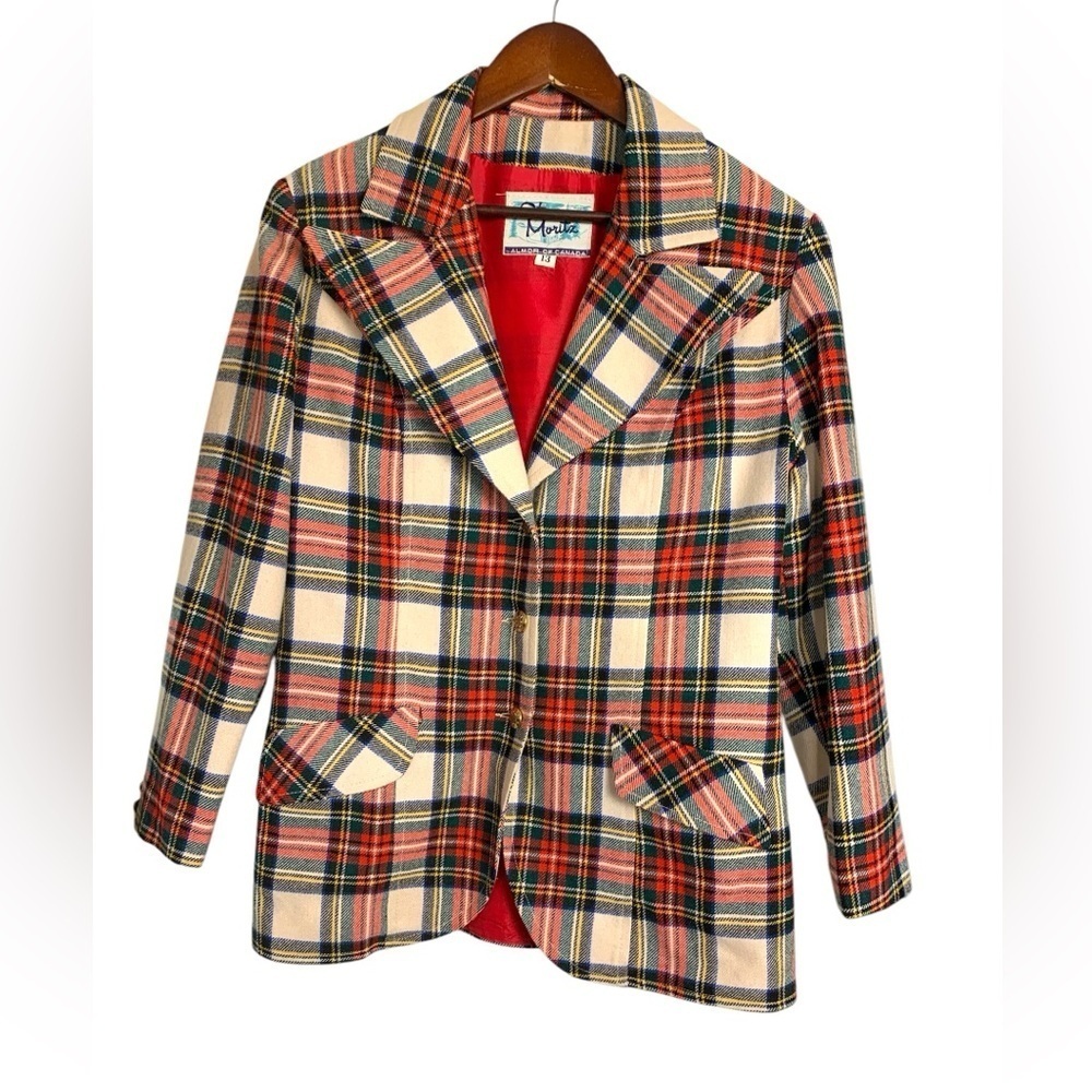 St.Moritz Almor of Canada Vintage Plaid Blazer, Wool, Fully Lined